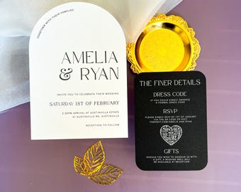 Modern Arch Wedding Invitation Sample – Minimalist Black & White