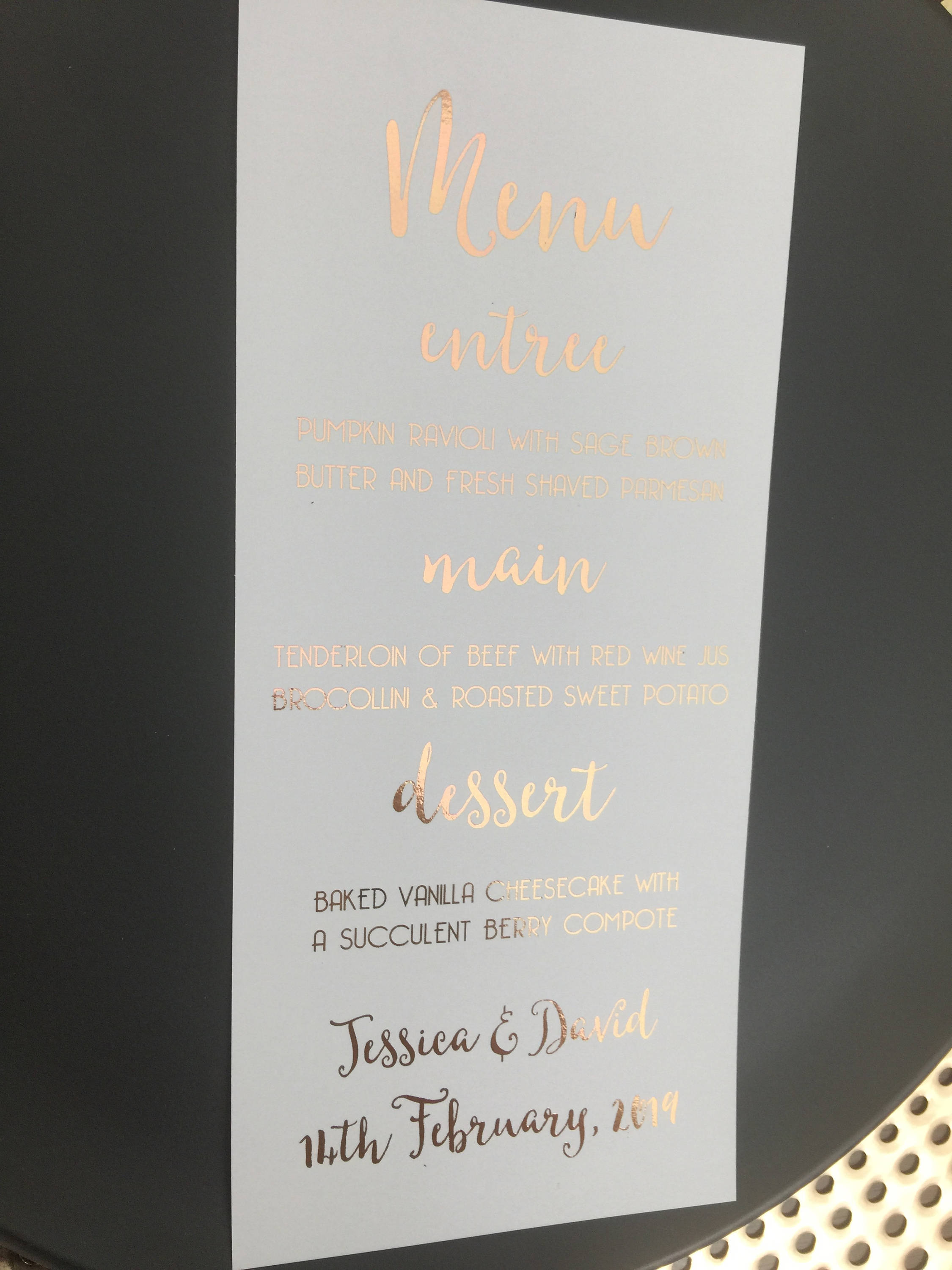 Rose Gold Foil Menus Wedding Menus Rose Gold Foil Etsy