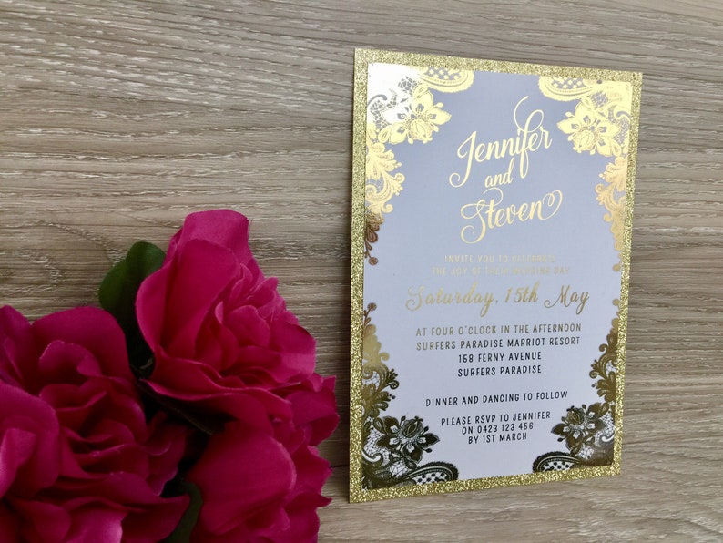 Gold Foil Wedding Invitation Gold Foil Invitations Gold Etsy Australia