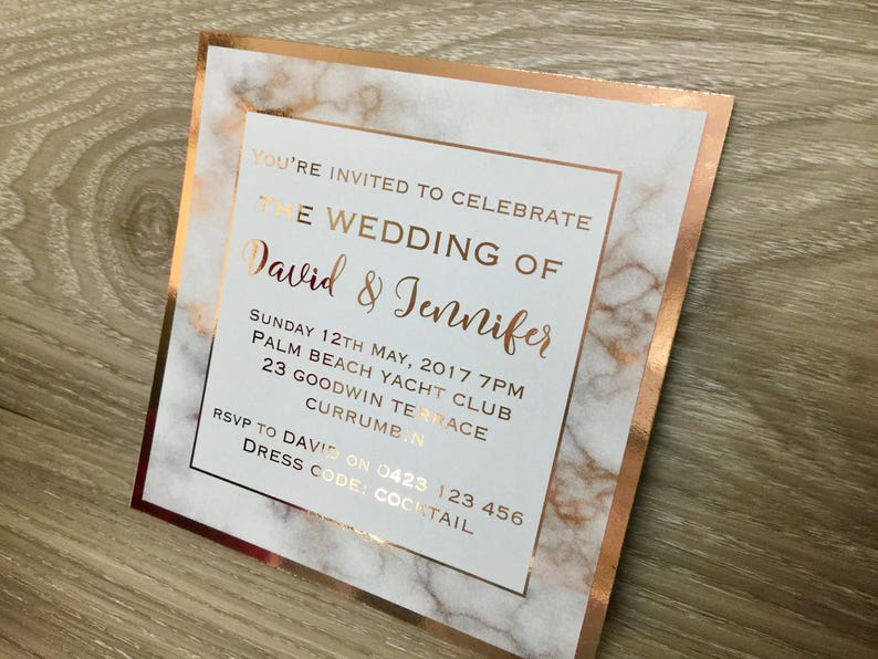 Rose Gold Foil Marble Printed Wedding Invitation SAMPLE Etsy