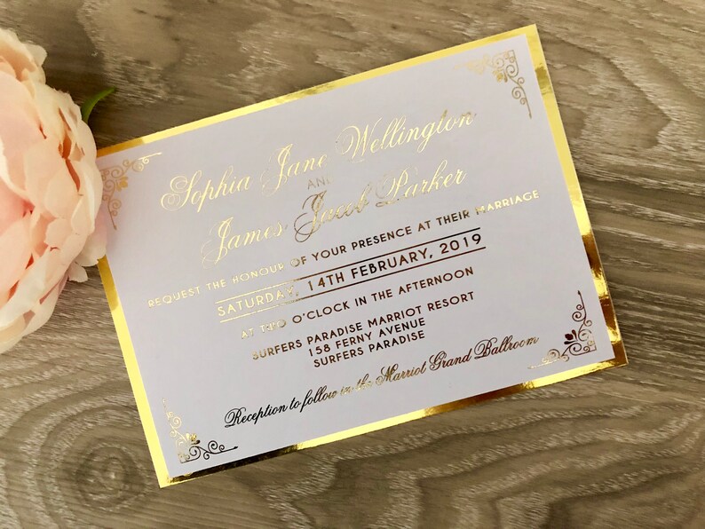 Gold Foil Printed Wedding Invitation SAMPLE Engagement Etsy