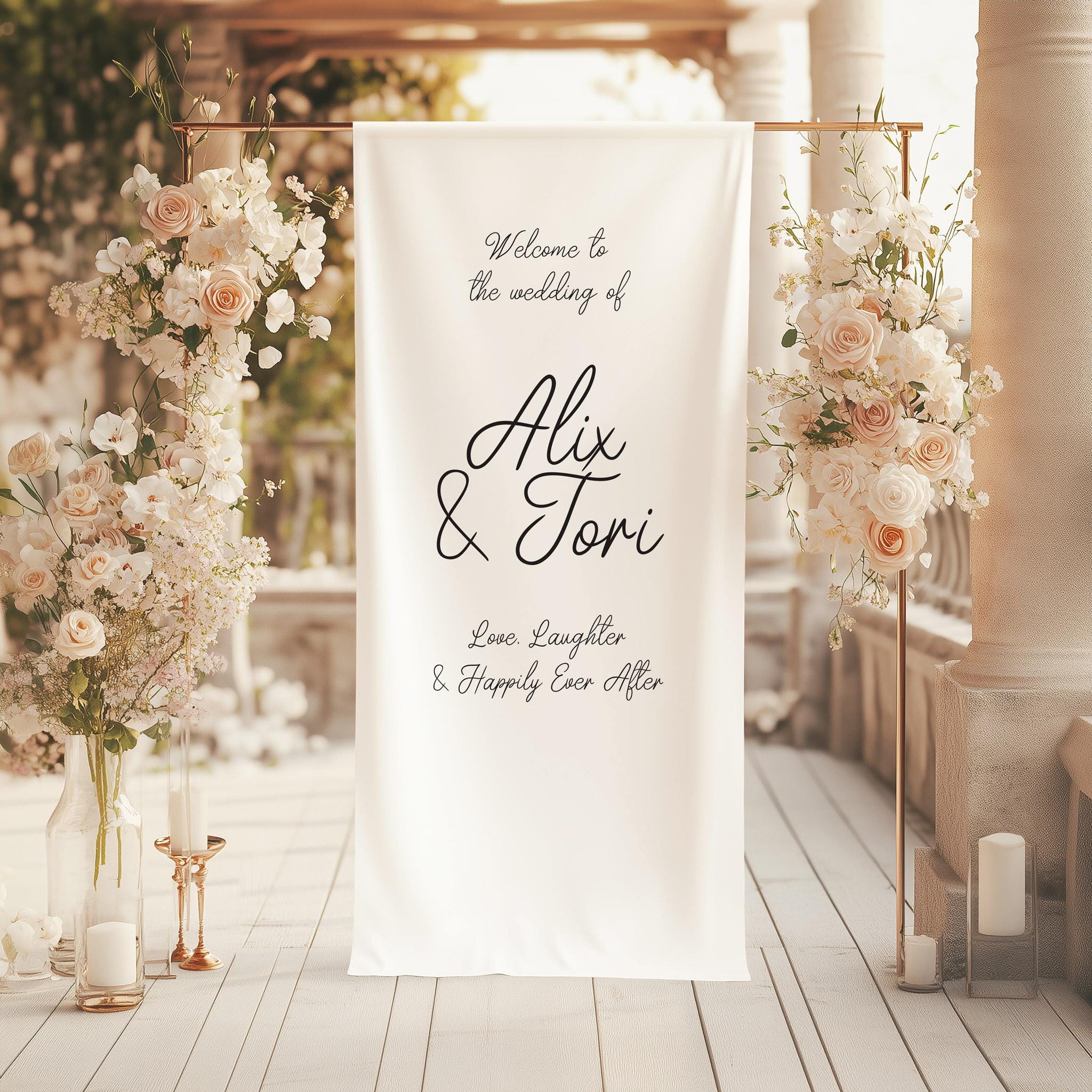 Custom Fabric Cloth Hanging Wedding Welcome Sign – Personalised