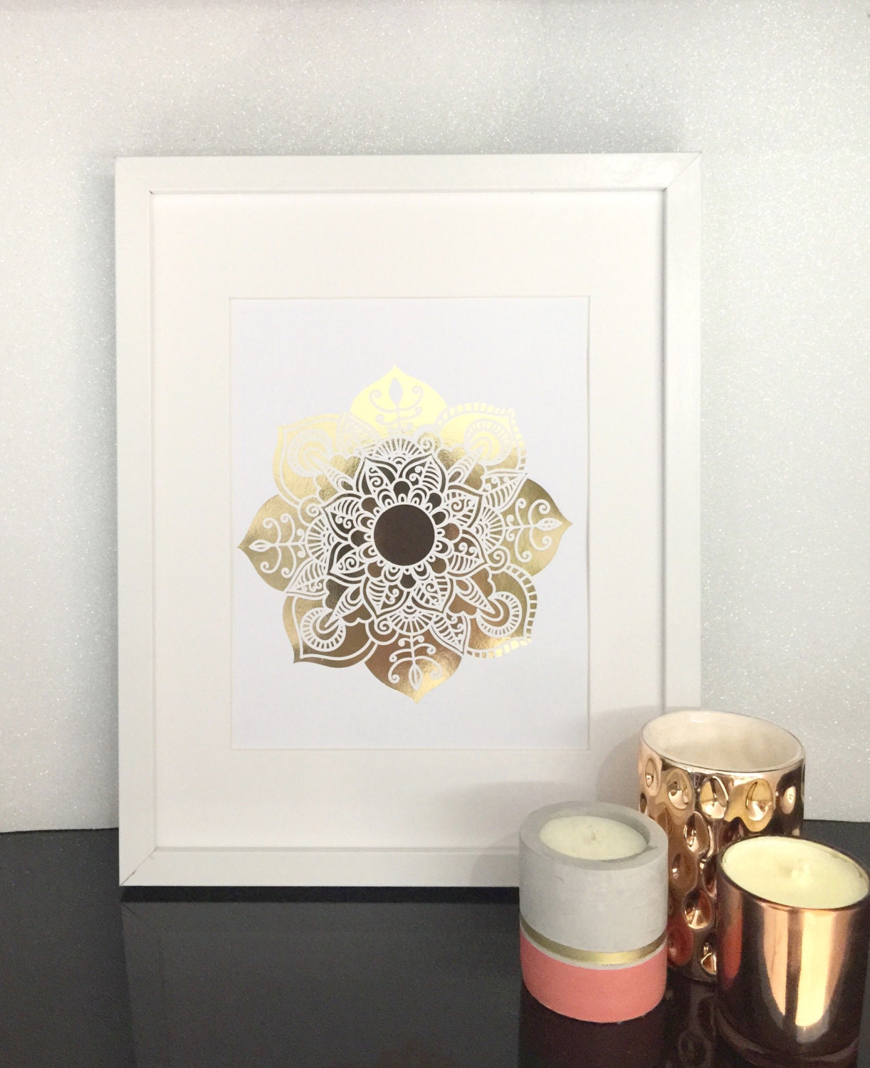 Real gold foil print / wall art gold foil print Mandala Etsy