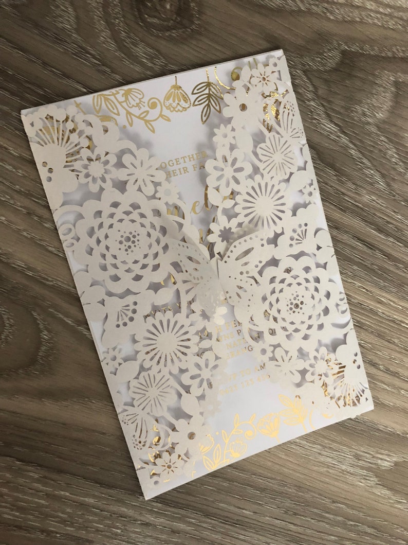 Gold Foil Wedding Invitation Sample Laser Cut Invitation