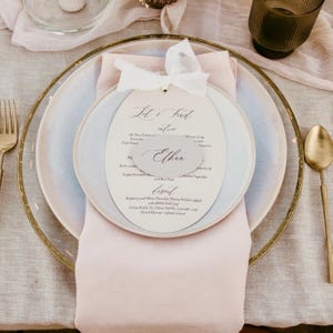 Ribbon Hochzeit Schleife Menü und Tischkarten, Ovale Platzkarte, Neutral Die Cut, Taufe, Taufe, Geburtstag, Verlobung