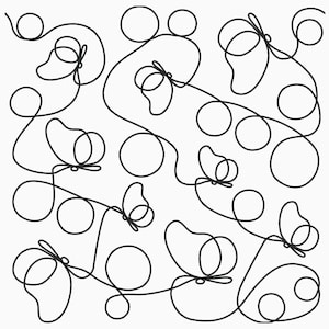 Peut inclure: Un dessin au trait noir et blanc de papillons et de cercles. Les papillons sont dessinés avec des ailes et des antennes délicates. Les cercles sont de tailles différentes et sont dispersés dans tout le dessin.