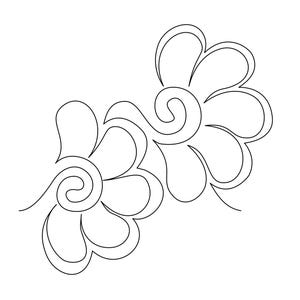 Puede incluir: Un dibujo en blanco y negro de dos flores estilizadas con detalles en espiral.