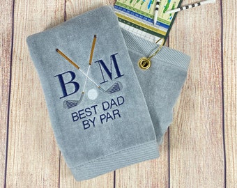 Monogrammed Golf Towel: Personalized Dad Gift, Embroidered Velour