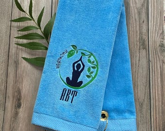 Yoga Towel Personalized for Her Monogrammed Yoga Gift Embroidered