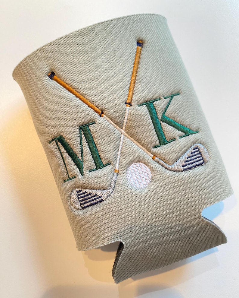 Gray Personalized Golf Can Cooler Embroidered afbeelding 4