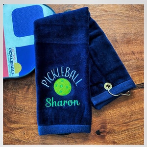 Pickleball Towel White Banner Embroidered Personalized