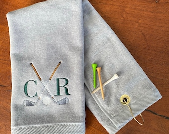 Personalized Golf Towel Evergreen initials Embroidered