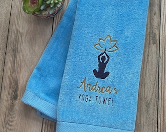 Personalized Yoga Towel: Embroidered Lotus Gift