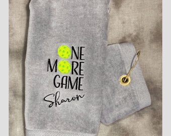 One More Game Pickleball Towel Custom Embroidered