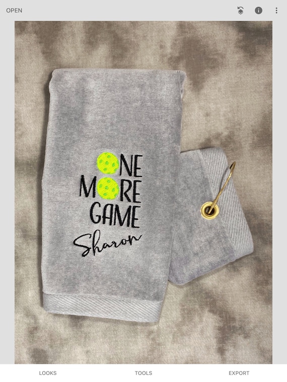 One More Game Pickleball Towel Custom Embroidered