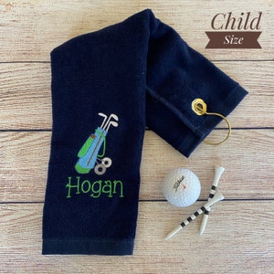 Youth Golf Towel With Blue Golf Bag and Name-Hogan Style