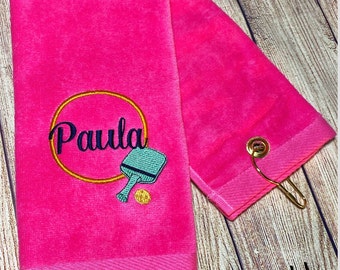 Pickleball Towel with Name Embroidered Custom Pickleball Gift for Her