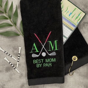 Golf Towel For Mom Monogrammed Best Mom By Par Best Aunt By Par Embroidered Mother's day gift from daughter