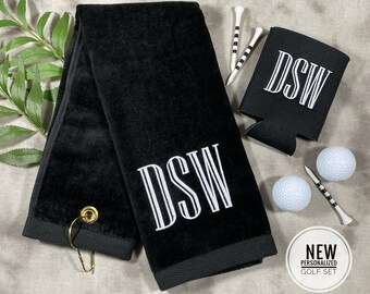 Black Golf Gift Set Embroidered Monogram Engraved Style Gift for Golfer