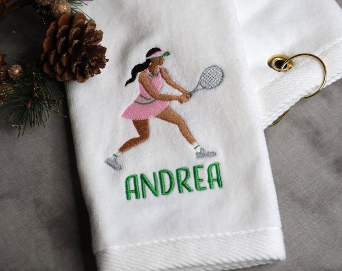 Tennis Girl Towel Personalized Embroidered