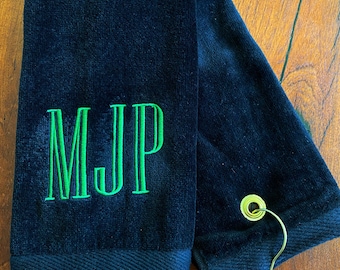 Navy Golf Towel Embroidered Monogram Personalized Gift