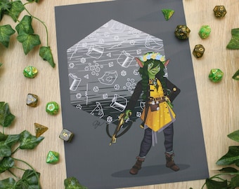 Nott el Valiente / Veth Brenatto, Goblin / Pícaro Halfling, inspirado en Critical Role The Mighty Nein / Dungeons and Dragons / Impresión de arte mural.
