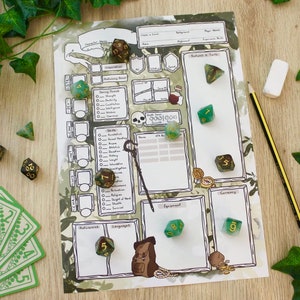 Fichas de personagens com tema druida - Dungeons and Dragons 5E