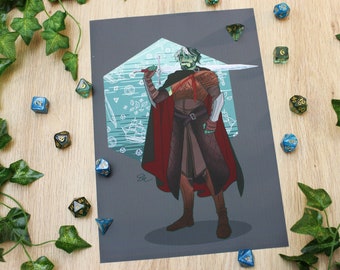 Piedra del fiordo, brujo medio orco, inspirado en Critical Role The Mighty Nein / Dungeons and Dragons / Lámina de arte mural