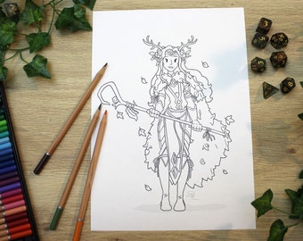 Página para colorear de Keyleth: Fanart de Critical Role (Descarga digital)