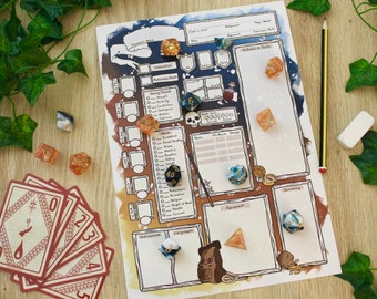 Hojas de personajes con temática de monje - Dungeons and Dragons 5E