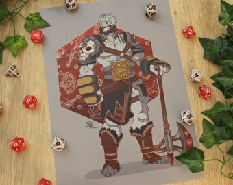Impresión digital de arte mural de Grog Strongjaw, Goliat Bárbaro, inspirado en Vox Machina de Critical Role, Dungeons and Dragons.
