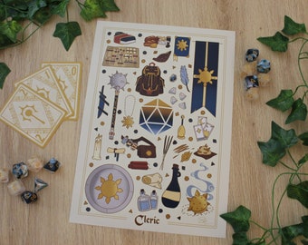 Lámina artística de la clase clérigo: Ilustración de Dungeons and Dragons (descarga digital)