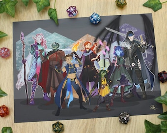 Impresión artística de Mighty Nein: Fanart de Critical Role (Descarga digital)
