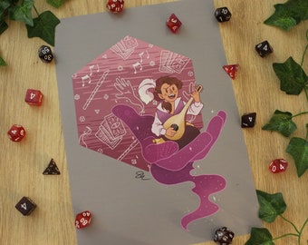 Impresión digital de arte mural de Scanlan Shortholt, gnomo bardo, inspirado en Vox Machina, Critical Role, Dungeons and Dragons.