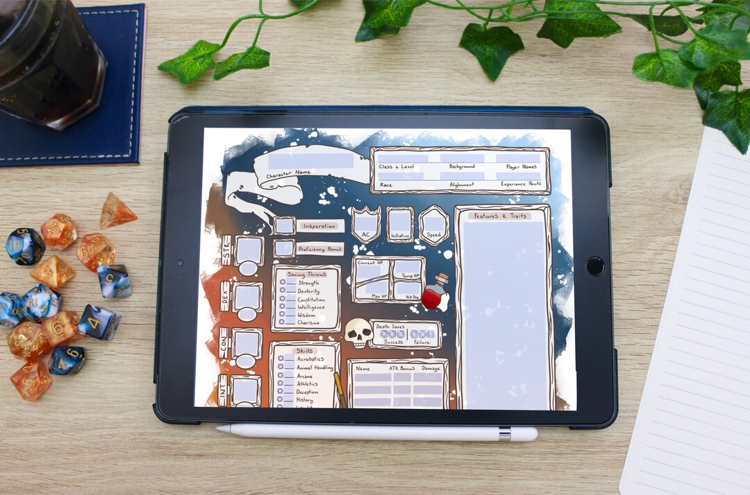 FORM-FILLABLE Monk Themed Character Sheets - Dungeons and Dragons 5E - Etsy