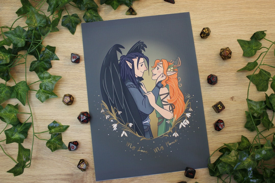 Vaxleth Vax'ildan & Keyleth, Critical Role Inspired Couple Digital Art Print Vox Machina