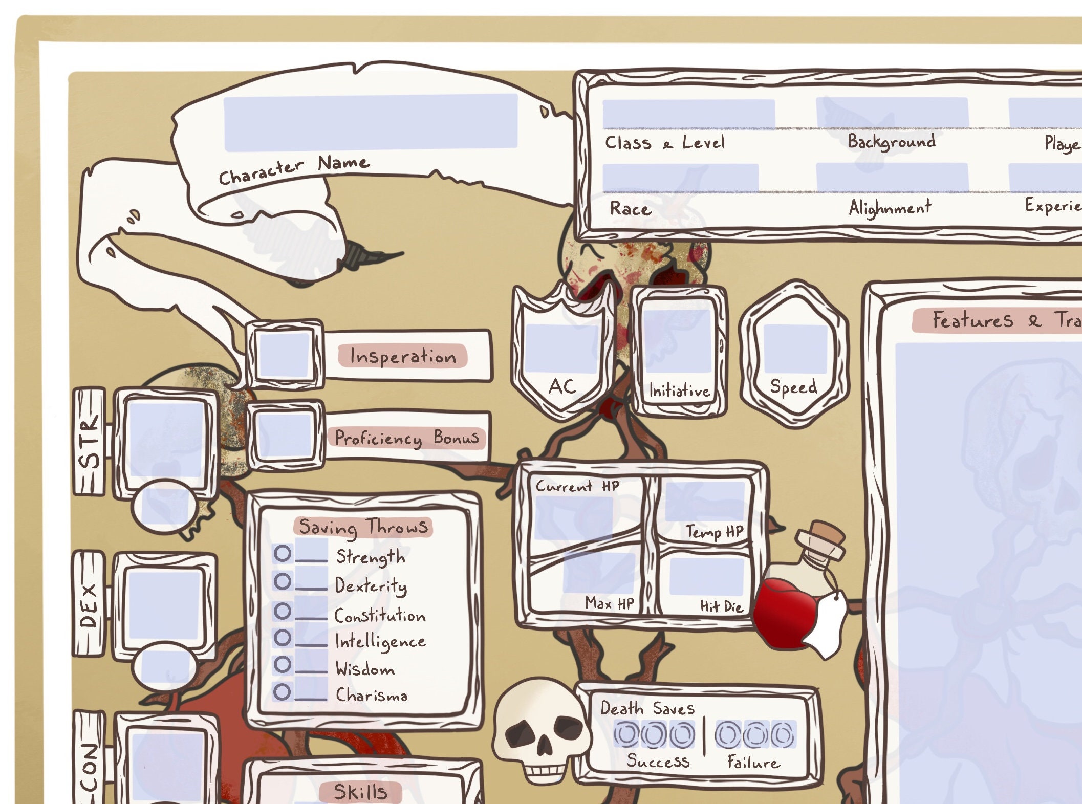 FORM-FILLABLE Barbarian Themed Character Sheets Dungeons and Dragons 5E ...