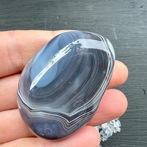 Botswana Agate Palm Stone with layers, Polished Botswana Agate, Banded Agate Gem