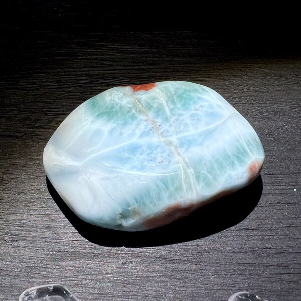 Larimar Palm Stone 1.4 inches Blue Pectolite Flat Pocket Stone