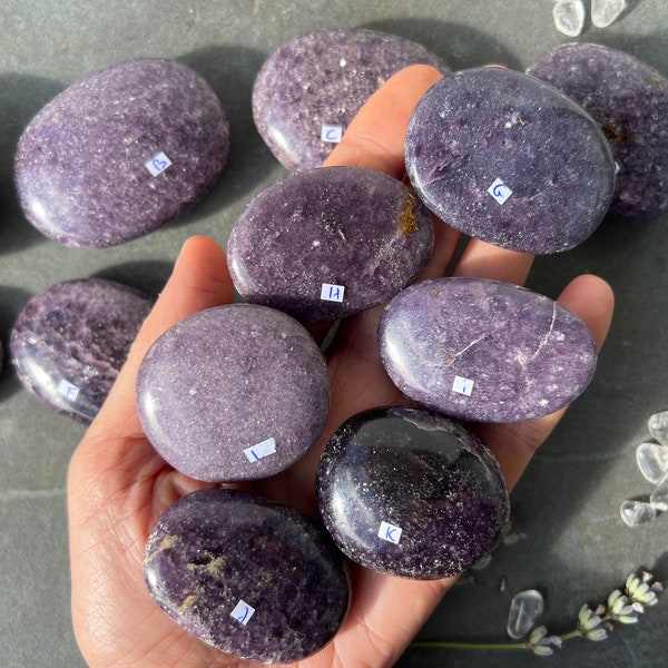 Sparkly Lithium Lepidolite Palm Stone, you choose