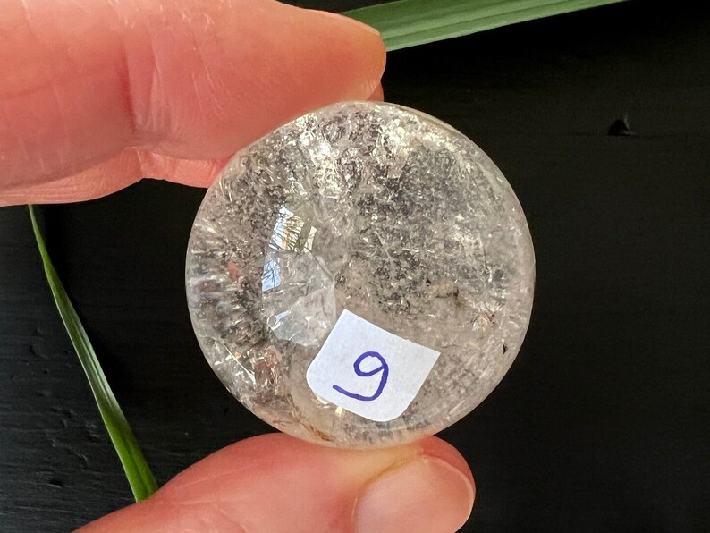 Clear Quartz Sphere you can choose Small Stone Spheres with Rainbow Inclusions 9