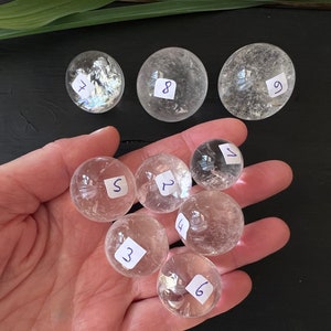 Clear Quartz Sphere you can choose Small Stone Spheres with Rainbow Inclusions image 10