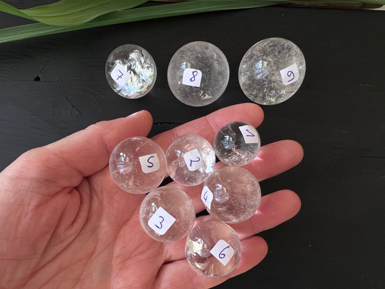 Clear Quartz Sphere you can choose Small Stone Spheres with Rainbow Inclusions image 10