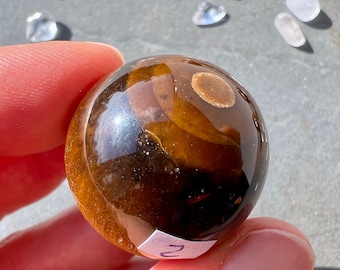 Golden Tiger Eye Sphere with stand 30mm the crystal ball