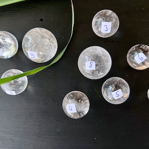 Clear Quartz Sphere you can choose Small Stone Spheres with Rainbow Inclusions