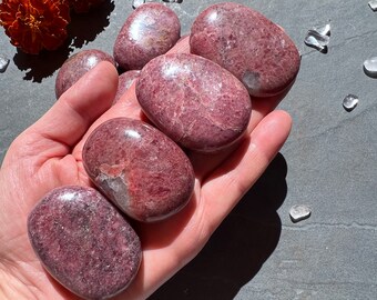 Rhodonite Palm Stone 2 inches AAA Quality