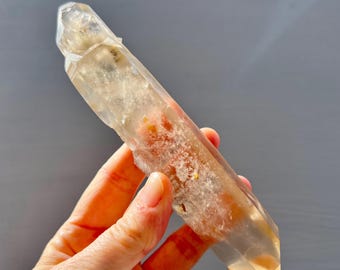 Lemurian Seed Citrino Ponta dupla terminada 6,5 polegadas