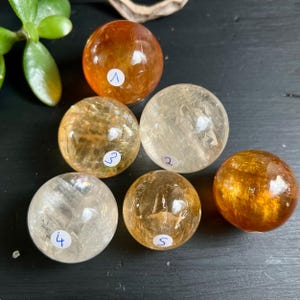 Honey Calcite Sphere | Rainbow Optical Calcite Ball You Choose | Solar Plexus Crystal | Meditation Stone
