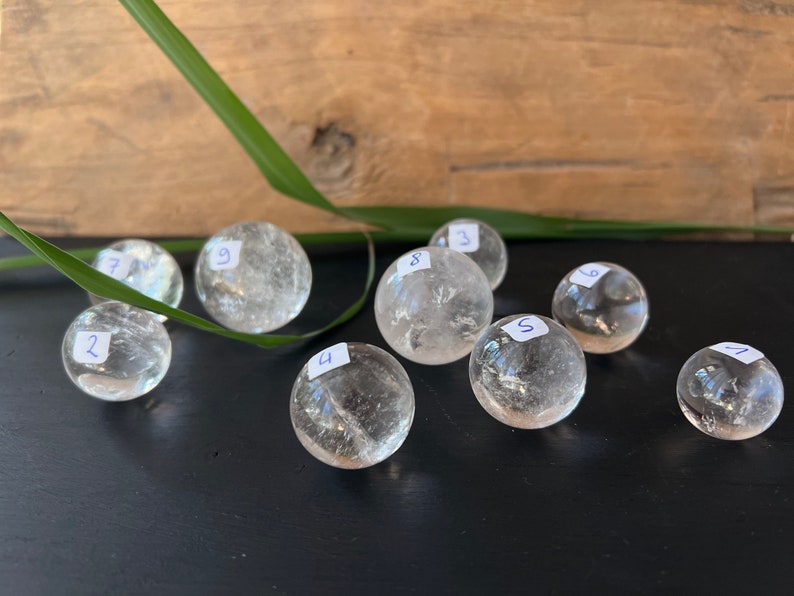 Clear Quartz Sphere you can choose Small Stone Spheres with Rainbow Inclusions image 2