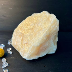 XL Orange Calcite Stone 4.3 inches Yellow Calcite Rock untreated Chunk